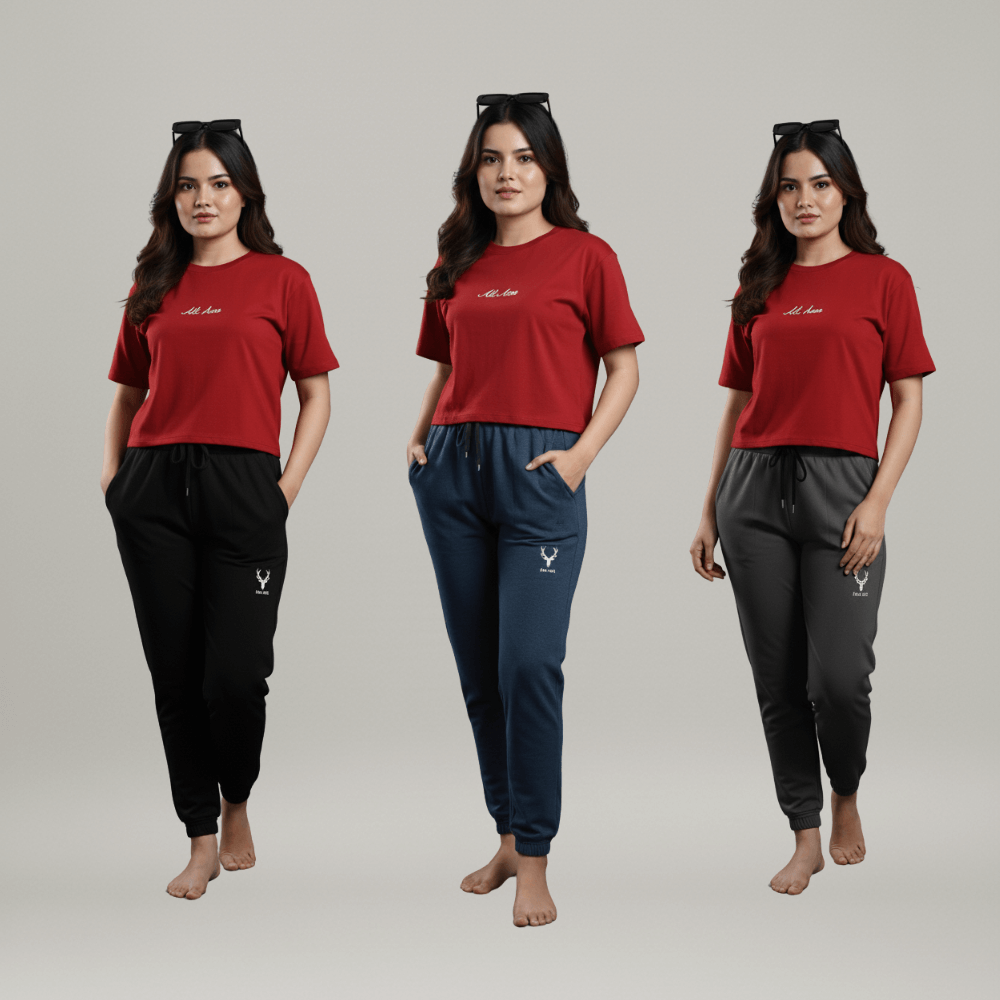 Trendy Rib Cotton Trackpants for Women – Combo of 3
